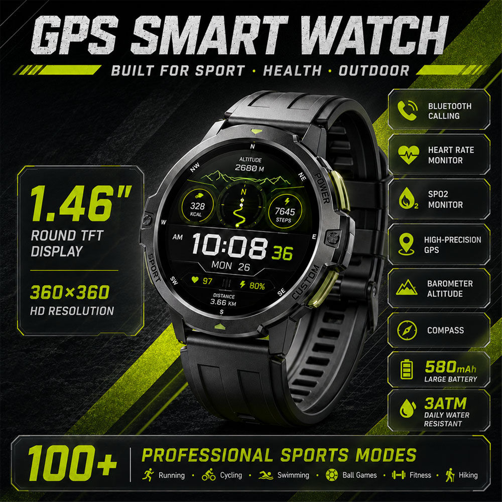 Smartwatch Timex Watches For Men - НОВЫЕ Военные GPS-смарт-часы с водонепроницаемостью 3ATM,