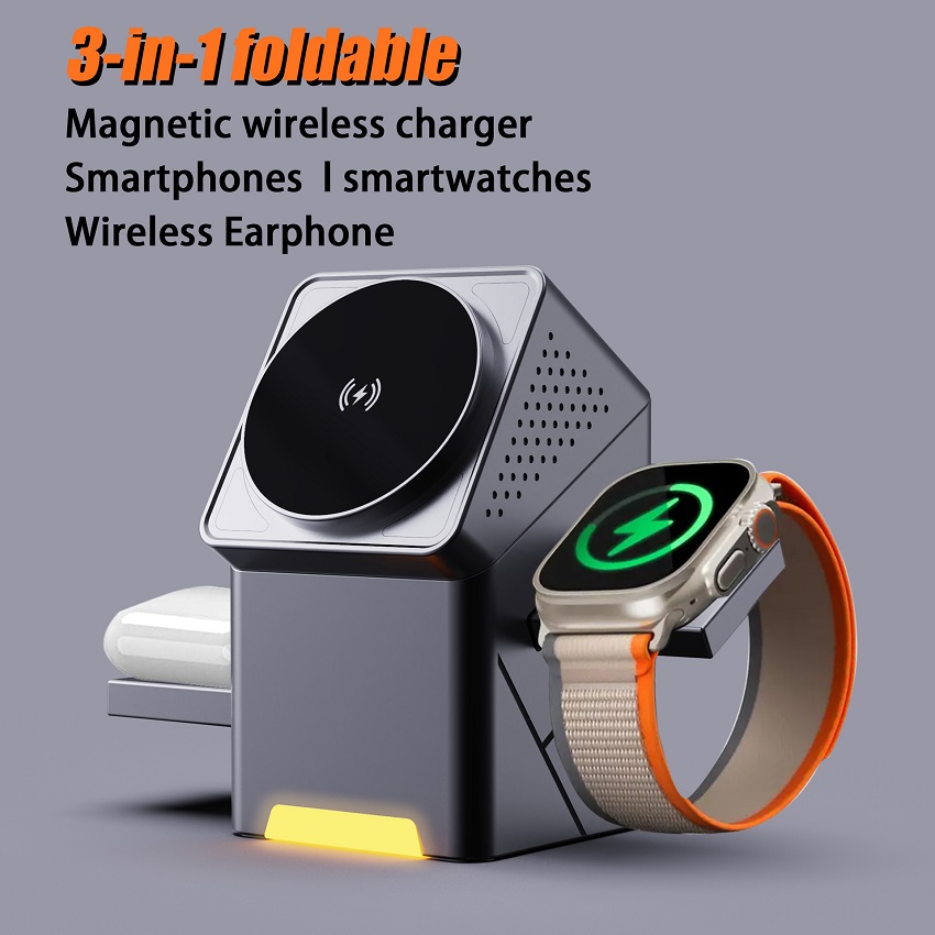Smartwatch Apple Watch - Магнитная беспроводная зарядная станция 3-в-1, складная,