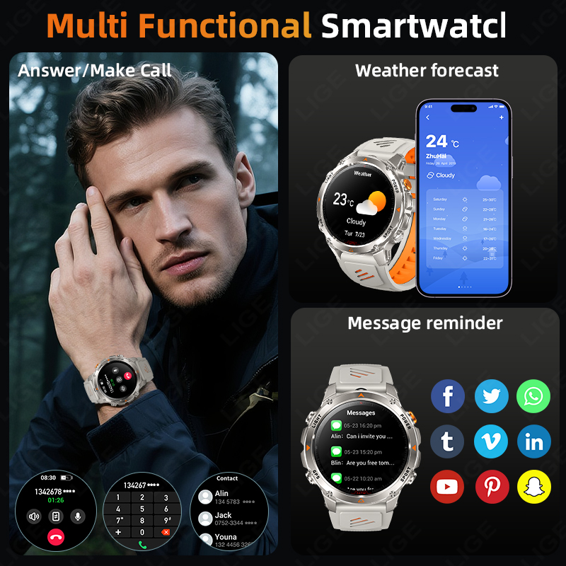 LIGE прочные GPS трековые умны – обзор и цена Smartwatch Watches Smart